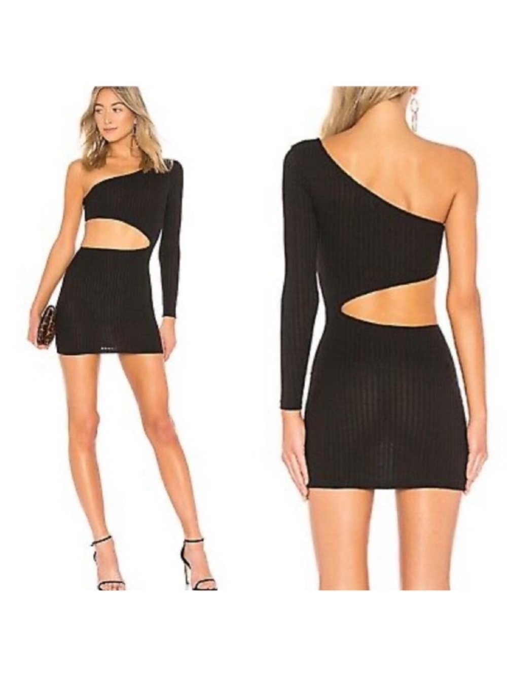 Lovers + Friends Braelynn Dress Black One Shoulder Cutout Mini Dress‎ XS